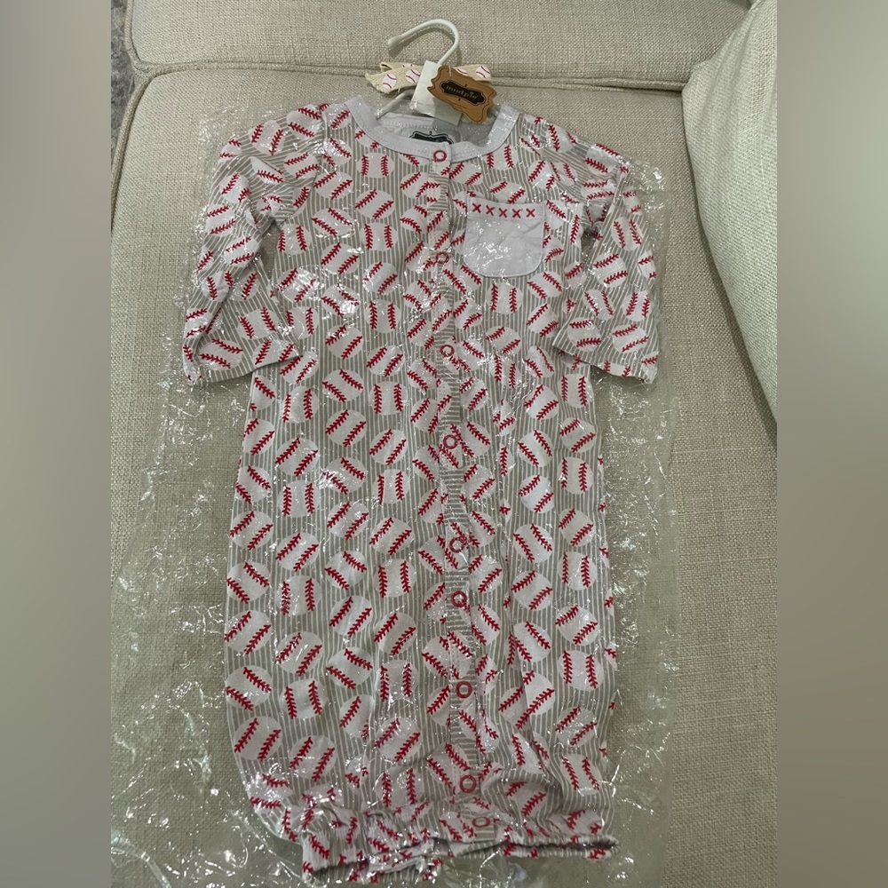 Mud Pie Baseball convertible gown/romper